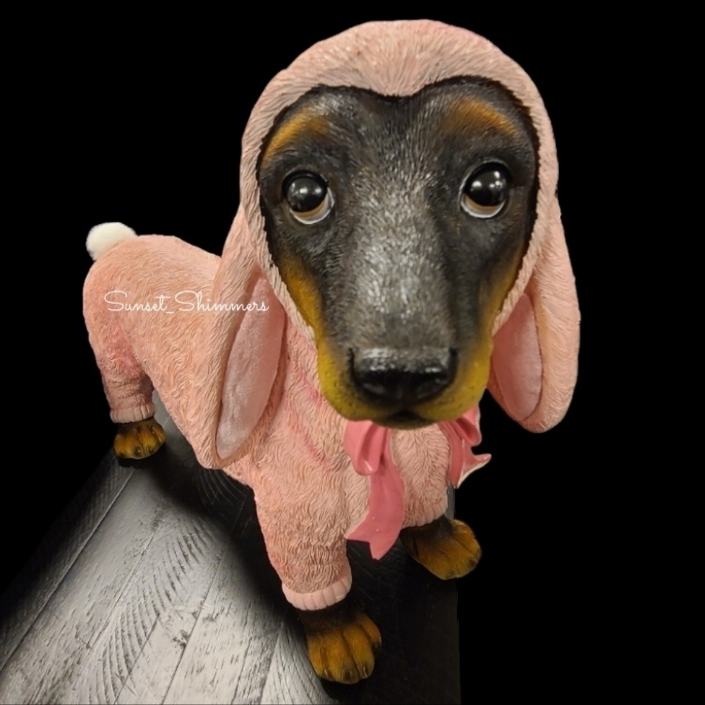 XL Dachshund Dog Doxie In Easter Bunny Costume Resin Figure Statue Decor New
